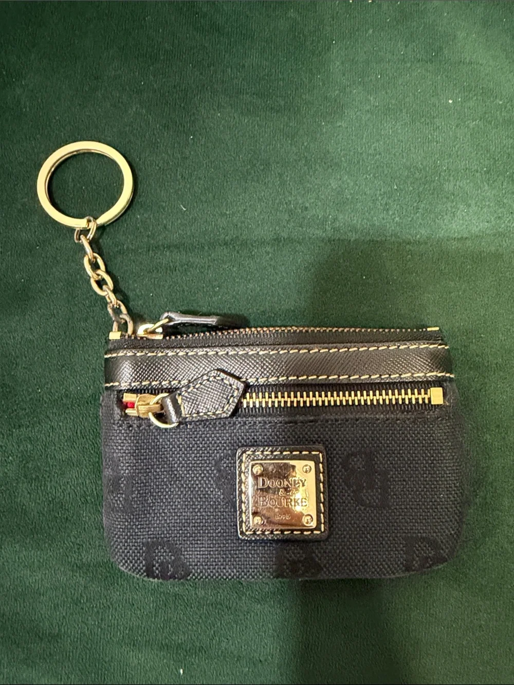 Dooney & Bourke Black Key Pouch with Gold Hardware